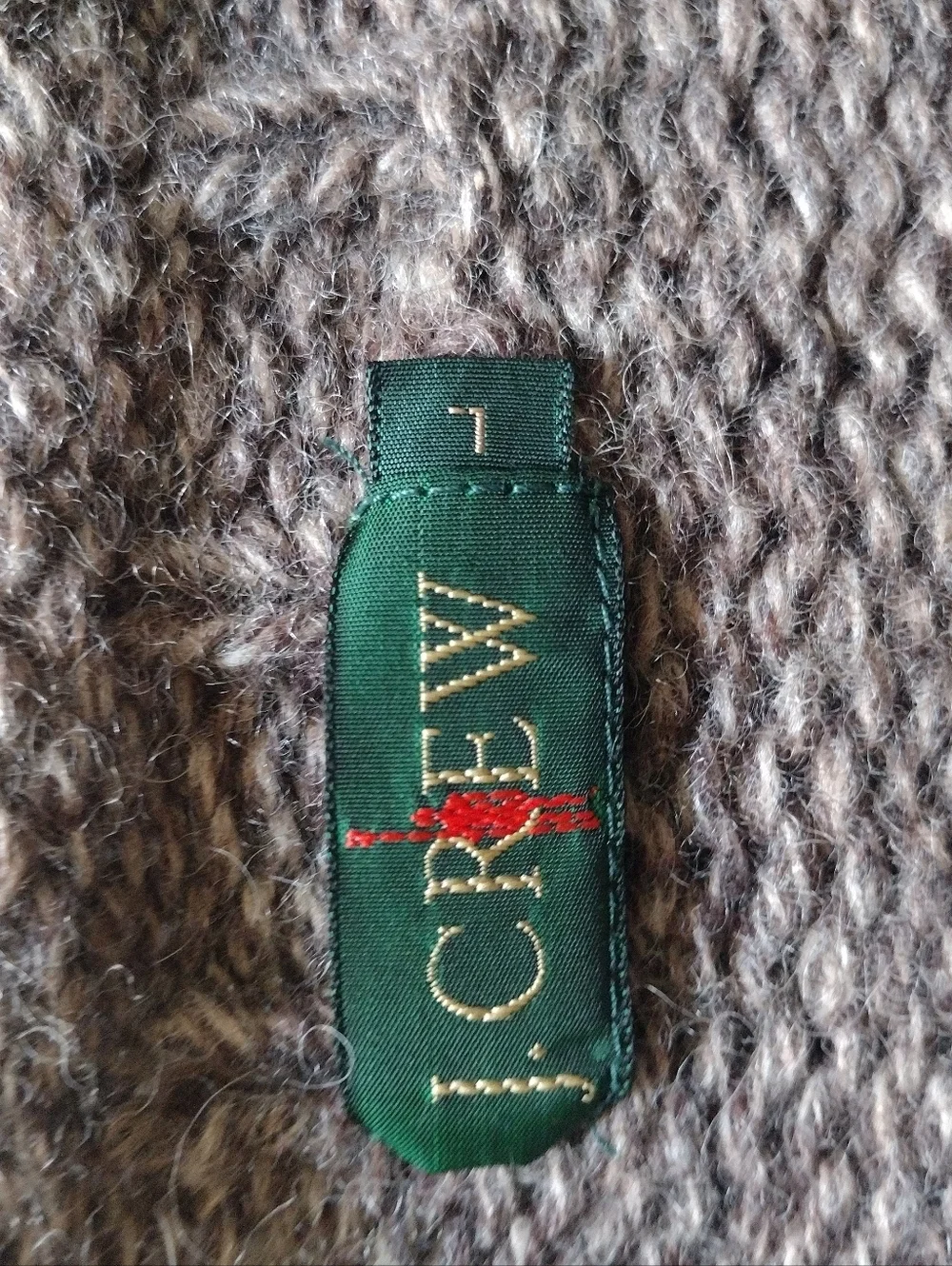 Vintage J Crew Sweater Mens L Brown Wool Fair Isle Oarsman Roll Neck Chunky